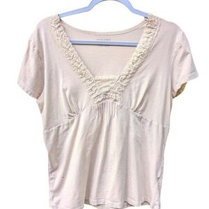 Womens Babydoll Top XL Y2K Style Lace Sequin Bead Feminine Classic Timeless Cute